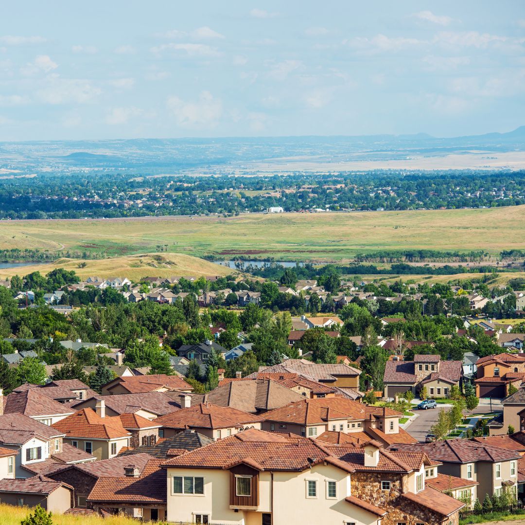 aerial view of houses in CO